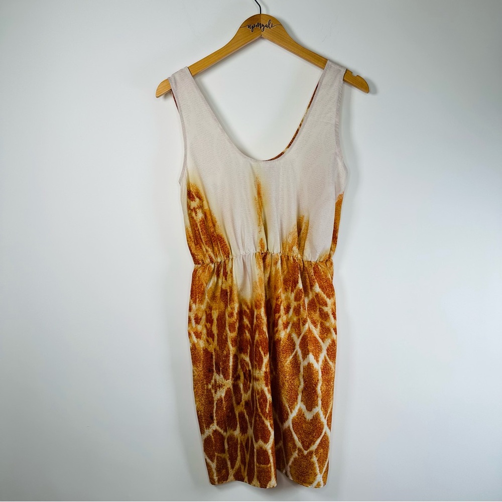 W118 by Walter Baker Cream and Brown Giraffe Print Sleeveless Dress